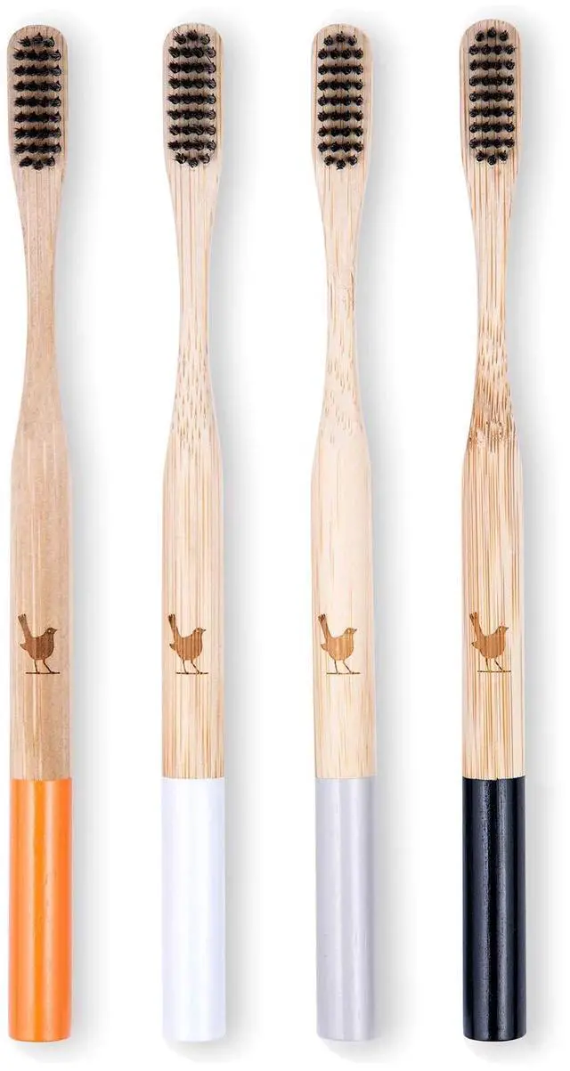 Main image of Bamboo Toothbrush with Soft Charcoal Infused Bristles | Set of 4