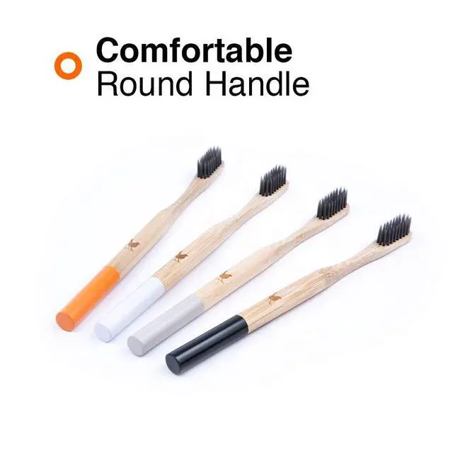 Alt view image 3 of 7 - Bamboo Toothbrush with Soft Charcoal Infused Bristles | Set of 4