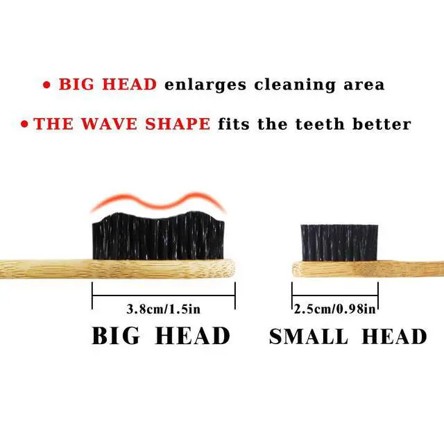Alt view image 4 of 5 - Super Hard Toothbrush Bamboo Toothbrush Large Brush Head Manual Toothbrsuh Hard Bristles Pack of 4