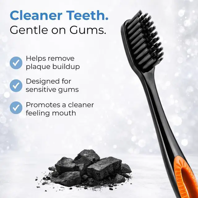 Alt view image 2 of 7 - SMYL Activated Charcoal Toothbrush Ultra Soft Tapered Bristles, Compact Head & Slim Design | 4 Count