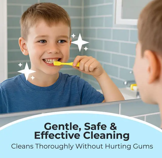 Alt view image 5 of 7 - Toddler toothbrush age 2-4, Nano Toothbrush Kids Soft Nanobrush - 20,000 Bristles, Nano Brush for Gentle Care, Baby & Toddler Ages 4-12, 3 Pack Colors (Yellow, Orange, Pink), Perfect for Small Hands