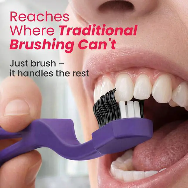 Alt view image 2 of 7 - CleanCurl 3D Toothbrush - 3-Sided Toothbrush Ideal for Adults, Kids, Special Needs, Elderly - Soft Bristle Perfectly Cleans Teeth, Implants & Gum Line