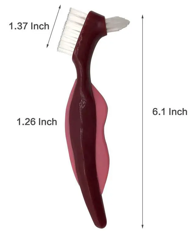 Alt view image 5 of 5 - Premium Hard Denture Brush Toothbrush, Cleaning Brush, Multi-Layered Bristles & Portable Denture Double Sided Brush, Denture Care (Pack of 2)