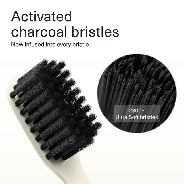 Alt view image 2 of 7 - Classic Soft Bristle Manual Toothbrush - Activated Charcoal | Tapered Bristles for Sensitive Gums - BPA-Free Adult and Kids Care - Travel Cap Included - Bioplastic Handle - White, 1Pk