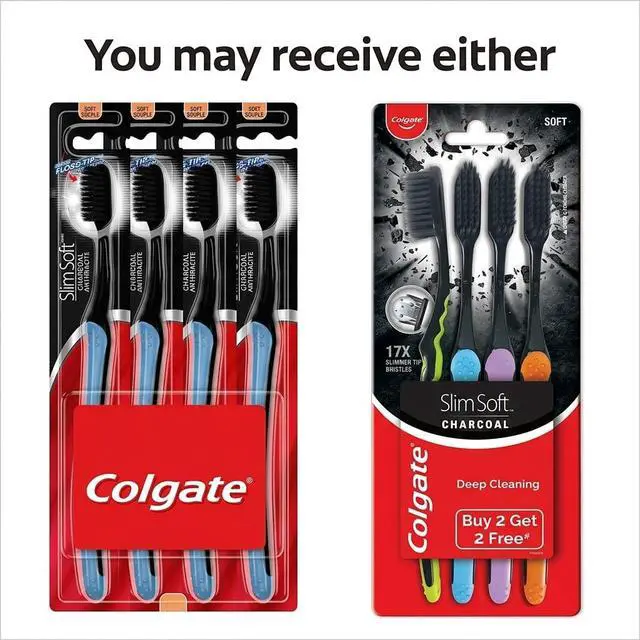 Alt view image 2 of 6 - Slimsoft Charcoal Toothbrush | Combo Pack of 4