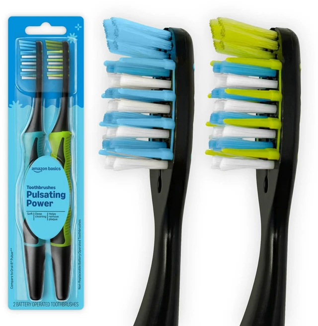 Main image of Soft Toothbrushes for Adults - Pulsating Deep Cleaning with Soft Bristles, 2 Count, Assorted Colors, Packaging May Vary
