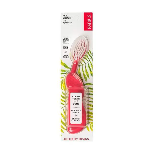 Alt view image 2 of 7 - Toothbrush, Flex Brush, Soft Bristles, Right Handed, Watermelon Brush with White Bristles, BPA Free & ADA Accepted, Pack of 1