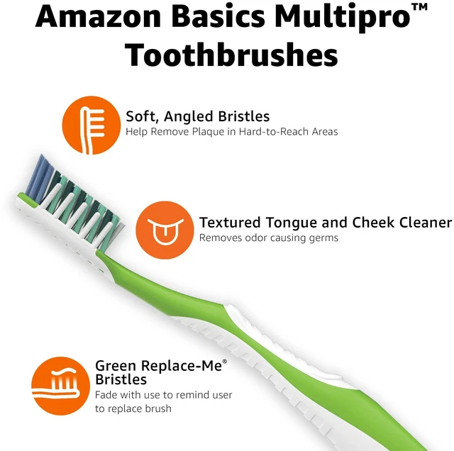 Alt view image 3 of 6 - MultiPro Toothbrushes with Angled Bristles, Soft, 4 Count, Pack of 1