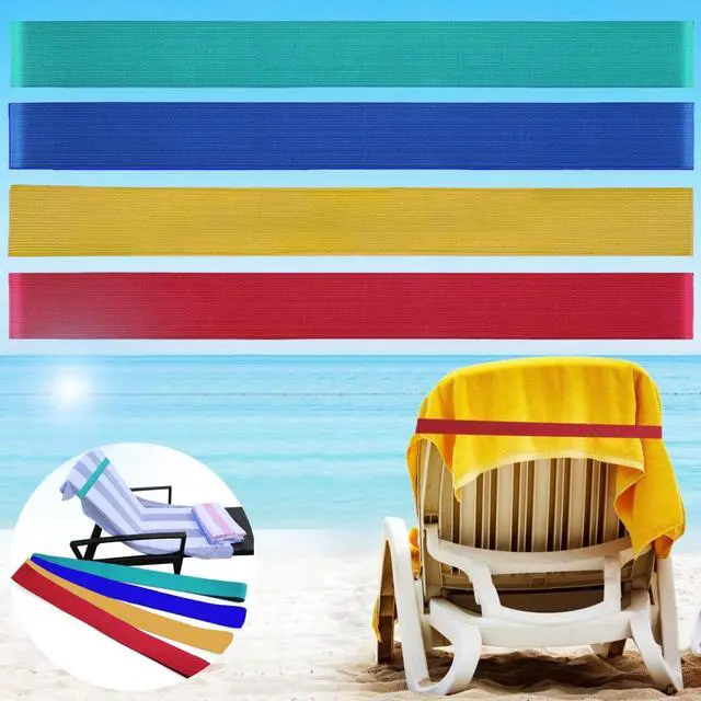 Main image of Bands (4 Pack), Cruise Ship & Beach Essentials Better Than Clips | Beach,Pool & Cruise Chairs, Windproof Elastic Straps Stretch Extra Durable, Summer Travel Vacation Accessories(4 colors)