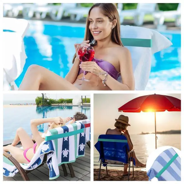 Alt view image 4 of 5 - Bands (4 Pack), Cruise Ship & Beach Essentials Better Than Clips | Beach,Pool & Cruise Chairs, Windproof Elastic Straps Stretch Extra Durable, Summer Travel Vacation Accessories(4 colors)