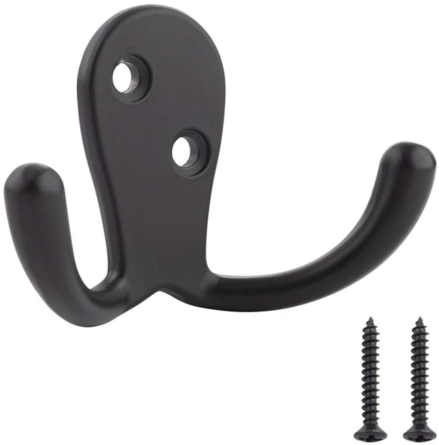 Main image of Curved Zinc Robe Hook - Flat Black, 5-Pack | Curved