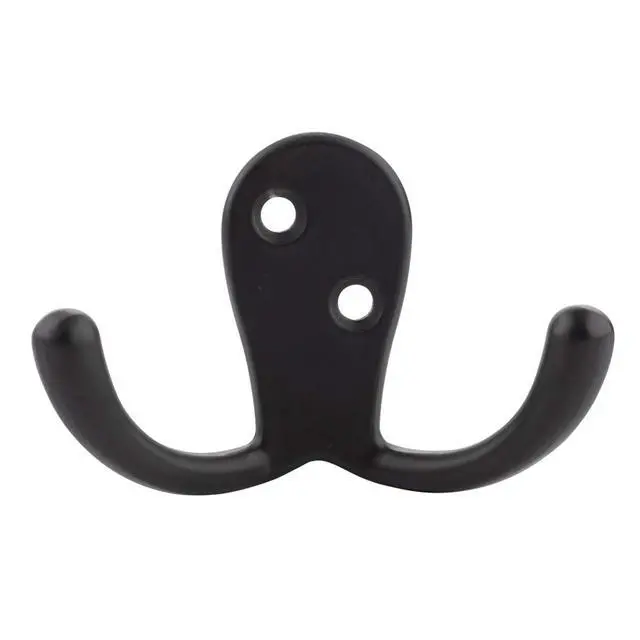 Alt view image 2 of 4 - Curved Zinc Robe Hook - Flat Black, 5-Pack | Curved