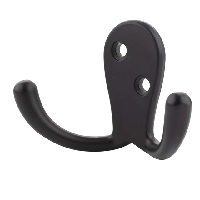 Alt view image 3 of 4 - Curved Zinc Robe Hook - Flat Black, 5-Pack | Curved