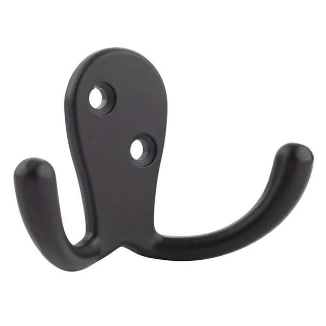 Alt view image 4 of 4 - Curved Zinc Robe Hook - Flat Black, 5-Pack | Curved
