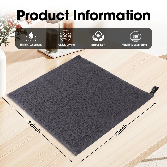 Alt view image 2 of 7 - 100% Cotton Wash Cloth, 12x12 Inch, 6 Pack, 6 Colors | Highly Absorbent, Soft Feel Fingertip Towels, Machine Washable, For Bathroom, Gym, Hotel, Spa and Kitchen