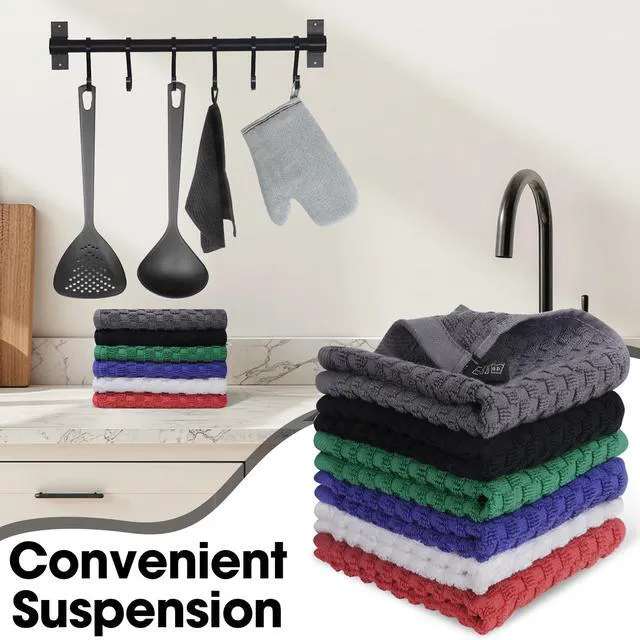 Alt view image 6 of 7 - 100% Cotton Wash Cloth, 12x12 Inch, 6 Pack, 6 Colors | Highly Absorbent, Soft Feel Fingertip Towels, Machine Washable, For Bathroom, Gym, Hotel, Spa and Kitchen