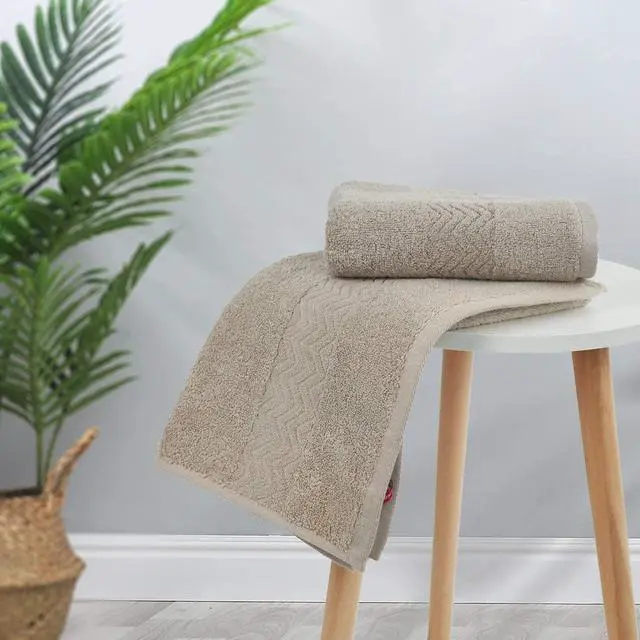 Alt view image 2 of 6 - 100% Cotton Hand Towels for Bathroom Set of 2, Highly Absorbent | Ultra Soft and Quick-Drying Face Towels, Guest Bathroom Use, 13 x 28 Inch (Khaki)