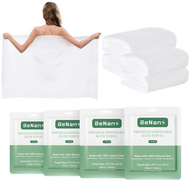 Main image of 55 in x 27.5 in Disposable Bath Towels | Ready to Use, 4 Pack | Sanitary, disposable bath towels. 100% USDA Biobased. Elevate experience in salons, hotels, massage, camping and travel