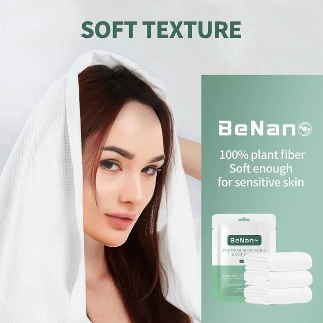 Alt view image 5 of 5 - 55 in x 27.5 in Disposable Bath Towels | Ready to Use, 4 Pack | Sanitary, disposable bath towels. 100% USDA Biobased. Elevate experience in salons, hotels, massage, camping and travel