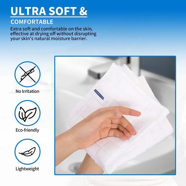 Alt view image 4 of 7 - White Hand Towels, 6 Pack 25''*15'' Microfiber Hand Towels for Bathroom Kitchen, All-Purpose Quick Dry Lint Free Soft Absorbent Wash Cloths, Gym Towels Bath Towels Bulk for Yoga Spa Hotel