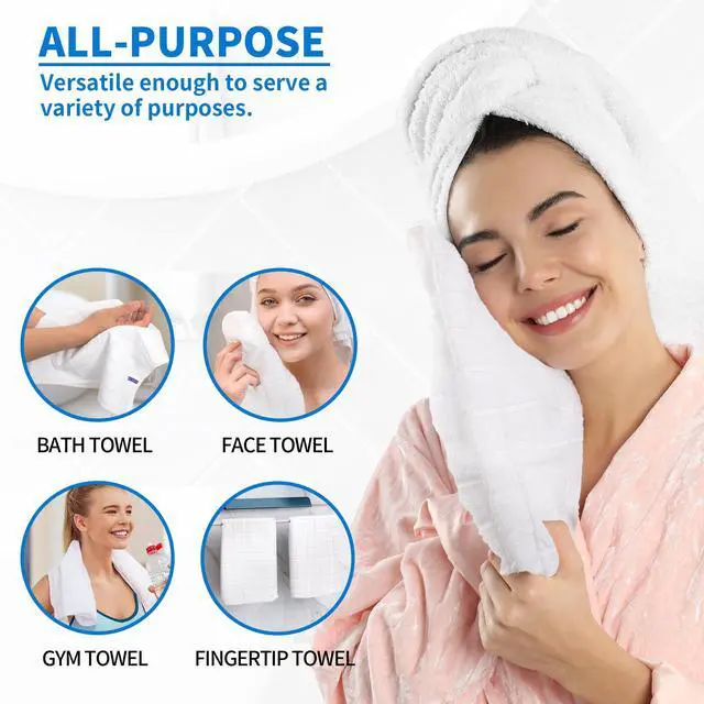Alt view image 7 of 7 - White Hand Towels, 6 Pack 25''*15'' Microfiber Hand Towels for Bathroom Kitchen, All-Purpose Quick Dry Lint Free Soft Absorbent Wash Cloths, Gym Towels Bath Towels Bulk for Yoga Spa Hotel