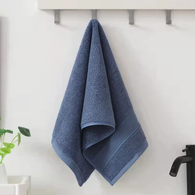 Alt view image 3 of 7 - Cotton Bath Hand Towels 14" x 30", Thick Hand Towel Face Towel, Bathroom Cloth, Soft and Absorbent Washcloths Set for Home Hotel (Blue-2 Pack)