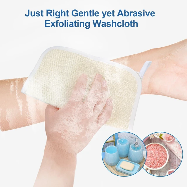 Alt view image 3 of 7 - Exfoliating Washcloth (3 Pack), Shower Cloth for Body and Face Exfoliator Scrubber, Two Sides Exfoliate Shower Rag Wash Cloths Nylon Cotton Loofah Sponge Scrub Towel estropajos para el cuerpo