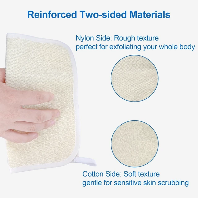 Alt view image 4 of 7 - Exfoliating Washcloth (3 Pack), Shower Cloth for Body and Face Exfoliator Scrubber, Two Sides Exfoliate Shower Rag Wash Cloths Nylon Cotton Loofah Sponge Scrub Towel estropajos para el cuerpo