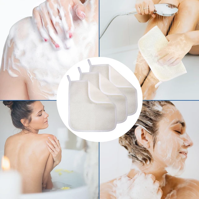Alt view image 5 of 7 - Exfoliating Washcloth (3 Pack), Shower Cloth for Body and Face Exfoliator Scrubber, Two Sides Exfoliate Shower Rag Wash Cloths Nylon Cotton Loofah Sponge Scrub Towel estropajos para el cuerpo