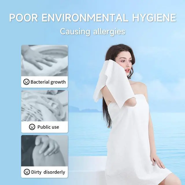 Alt view image 4 of 7 - 5 Pcs Disposable Bath Towels for Travel Larger And Thicker, 55.1 x 27.5" | Disposable Towels Travel Towel Reusable for Hotel Travel Essential, for Hiking Camping Sports Swimming and Traveling