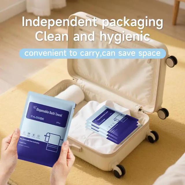 Alt view image 6 of 7 - 5 Pcs Disposable Bath Towels for Travel Larger And Thicker, 55.1 x 27.5" | Disposable Towels Travel Towel Reusable for Hotel Travel Essential, for Hiking Camping Sports Swimming and Traveling