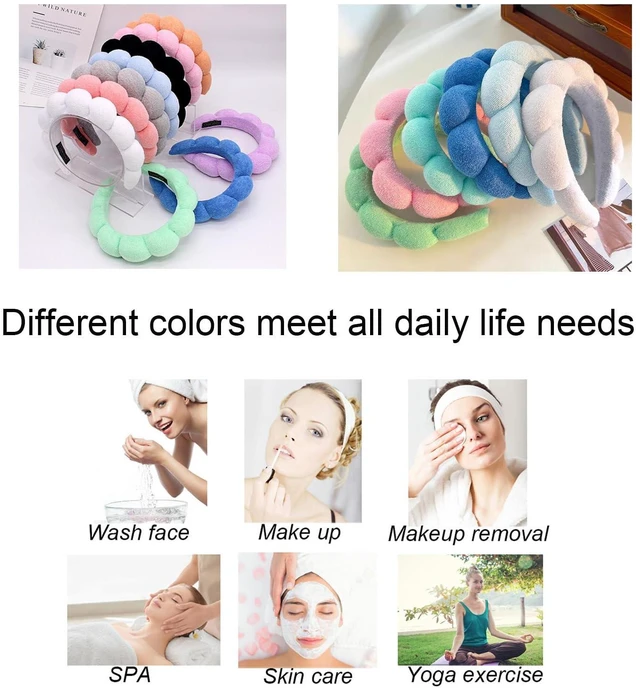 Alt view image 5 of 5 - Spa Headbands for Washing Face Makeup Skin Care Headband Women Bubble Facial Beauty Headbands Puffy Shower Towel Band Hair Headband