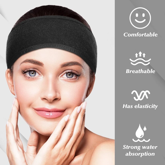 Alt view image 4 of 7 - 4 Pack Spa Facial Headbands for Women, Adjustable Towel Headband | Soft towel cloth, adjustable hook-and-loop fit, keeps hair back for face wash, makeup, spa, shower, yoga,spa self-care gifts