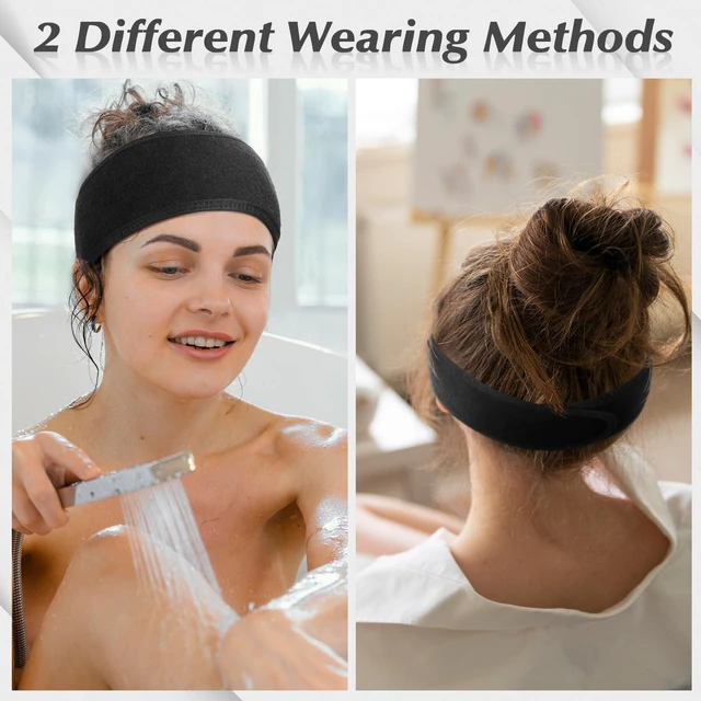 Alt view image 5 of 7 - 4 Pack Spa Facial Headbands for Women, Adjustable Towel Headband | Soft towel cloth, adjustable hook-and-loop fit, keeps hair back for face wash, makeup, spa, shower, yoga,spa self-care gifts