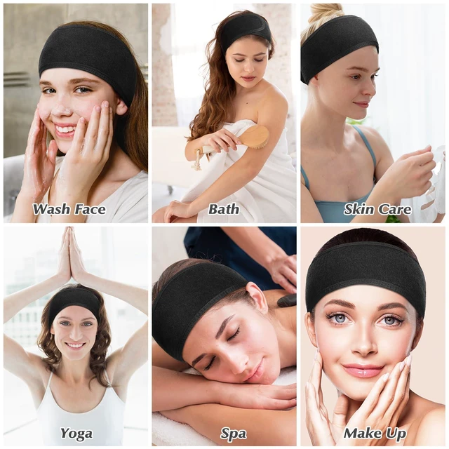 Alt view image 7 of 7 - 4 Pack Spa Facial Headbands for Women, Adjustable Towel Headband | Soft towel cloth, adjustable hook-and-loop fit, keeps hair back for face wash, makeup, spa, shower, yoga,spa self-care gifts