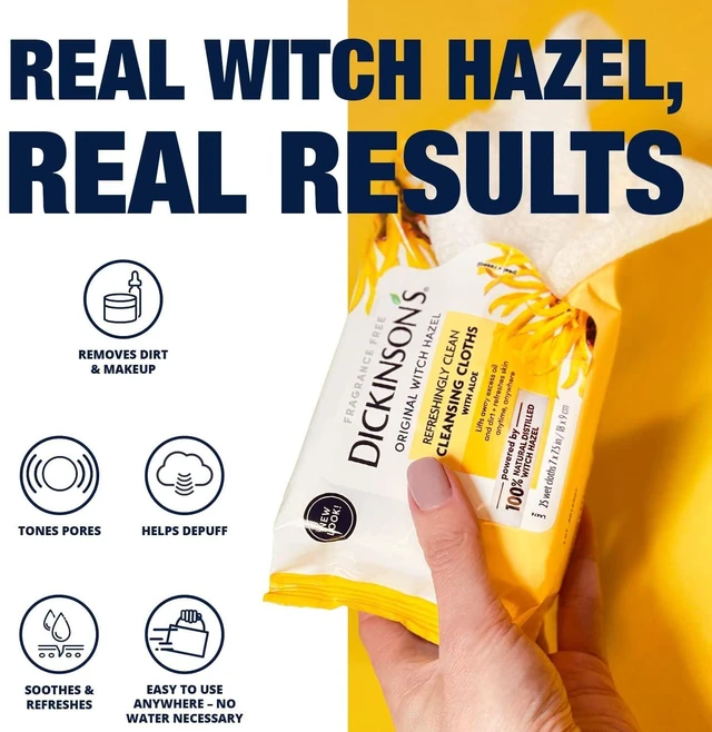 Alt view image 2 of 7 - Witch Hazel Cleansing Cloths with Aloe | 25 Extra-Large Cloths | 100% Natural Distilled Witch Hazel; Cleanses & Refreshes Skin, Extra Large Cloths