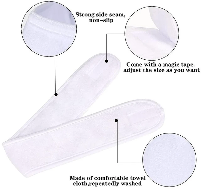 Alt view image 3 of 6 - 4PCS Facial Spa Headbands for wahsing Face Makeup Shower Bath Wrap (White)