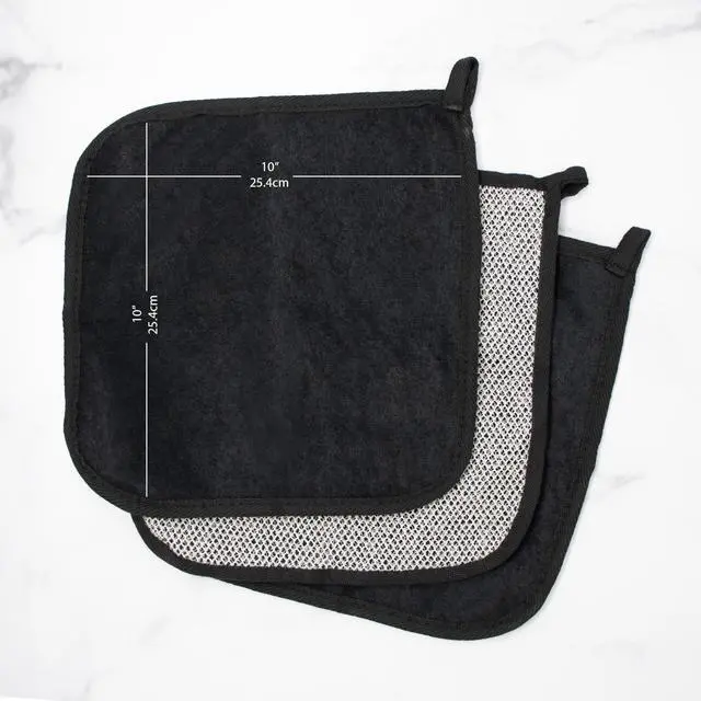 Alt view image 2 of 7 - Terry Wash Cloths for Face and Body, Dual-Sided Cleansing and Exfoliating Washcloths, Machine Wash, Black, 3 Count