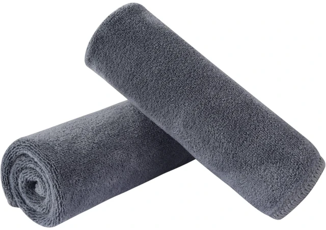 Main image of Microfiber Facial Cloths Fast Drying Washcloth 12inch x 12inch Grey 2 pack