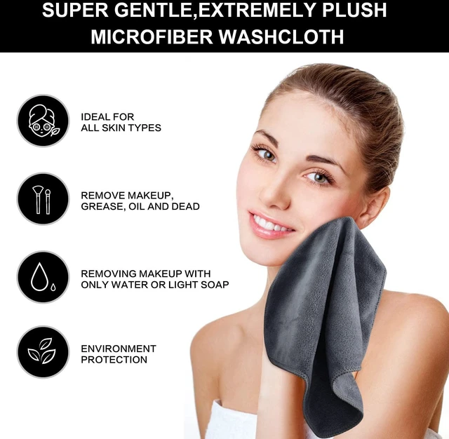 Alt view image 4 of 7 - Microfiber Facial Cloths Fast Drying Washcloth 12inch x 12inch Grey 2 pack