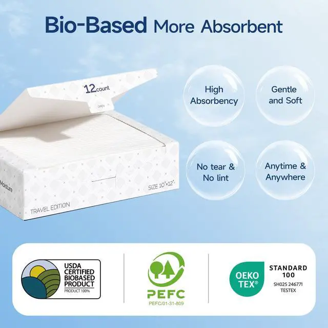 Alt view image 4 of 7 - Face Towels XL Travel Pack, 3-Box (12 Count Each)| Thickened Disposable Face Towels for Travel| TSA-Friendly,Premium Dry Wipes for Sensitive Skin & Makeup Removal