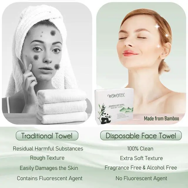 Alt view image 6 of 7 - Travel Size Disposable Face Towels, Ultra Soft Dry Wipes, 30 Count | For All Skin Types, Travel & Camping, Lint-free, Extra Large & Absorbent Facial Towels for Skincare, Makeup Removal, 10"×12"