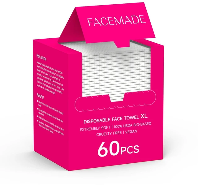 Main image of 60 Count Face Towels Disposable | 33% More Sheets than XXL Pack | Just Right Size, Zero Waste | Lint-free and Odor-free | Perfect for Sensitive Skin Types