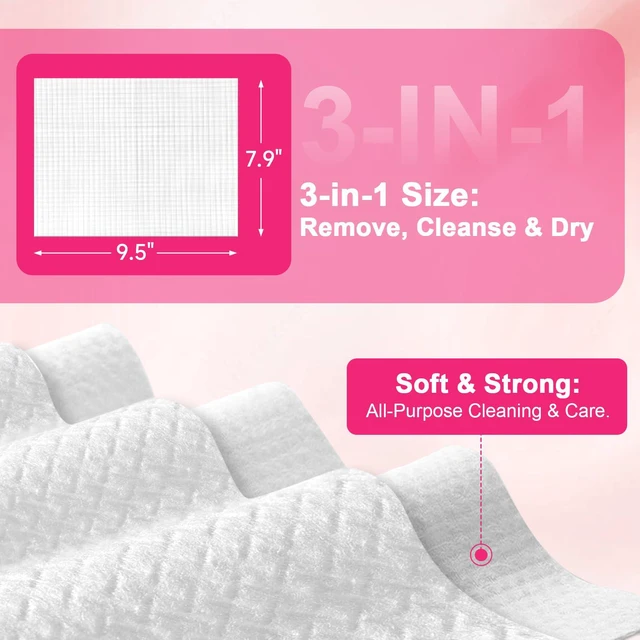 Alt view image 6 of 7 - 60 Count Face Towels Disposable | 33% More Sheets than XXL Pack | Just Right Size, Zero Waste | Lint-free and Odor-free | Perfect for Sensitive Skin Types