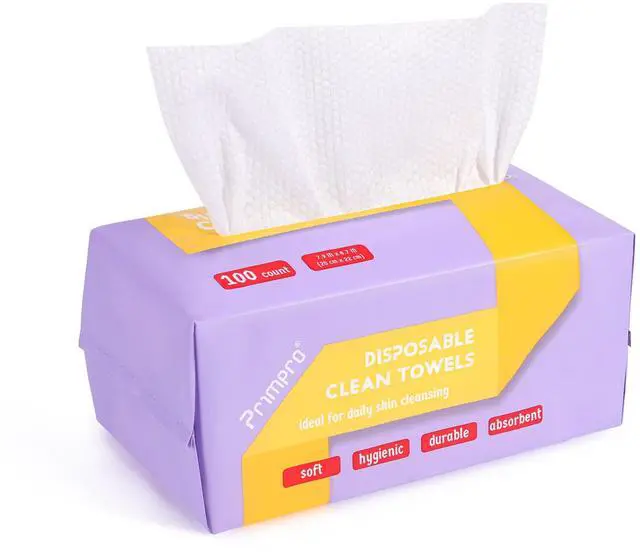 Main image of 100 Count Disposable Face Towels Ultra Soft Hand Washcloth Lint-Free Dry Wipes Biodegradable Facial Cleansing Towelettes (100 Count 1 Pack)