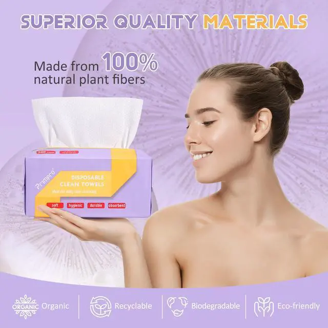 Alt view image 2 of 7 - 100 Count Disposable Face Towels Ultra Soft Hand Washcloth Lint-Free Dry Wipes Biodegradable Facial Cleansing Towelettes (100 Count 1 Pack)