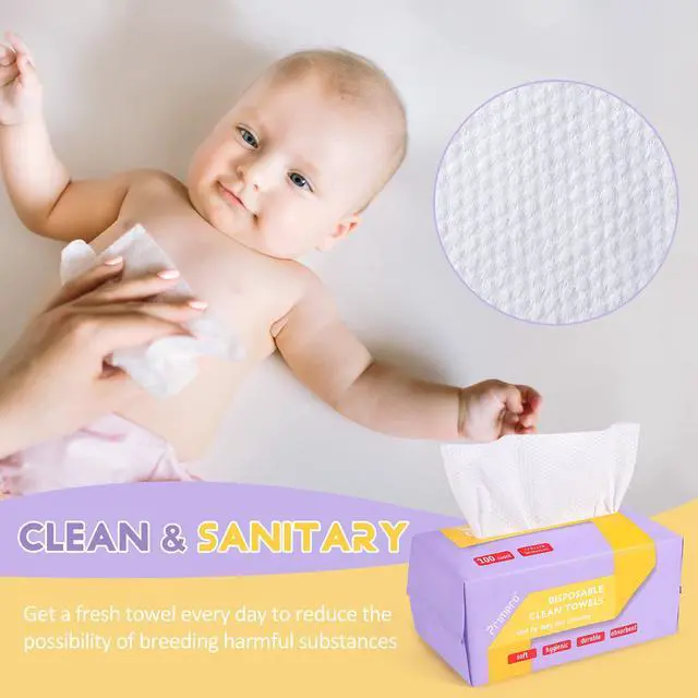 Alt view image 5 of 7 - 100 Count Disposable Face Towels Ultra Soft Hand Washcloth Lint-Free Dry Wipes Biodegradable Facial Cleansing Towelettes (100 Count 1 Pack)