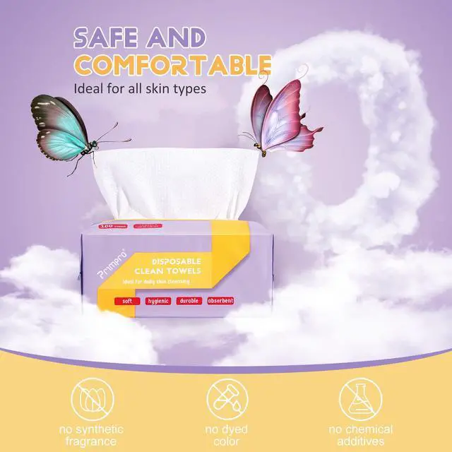 Alt view image 6 of 7 - 100 Count Disposable Face Towels Ultra Soft Hand Washcloth Lint-Free Dry Wipes Biodegradable Facial Cleansing Towelettes (100 Count 1 Pack)