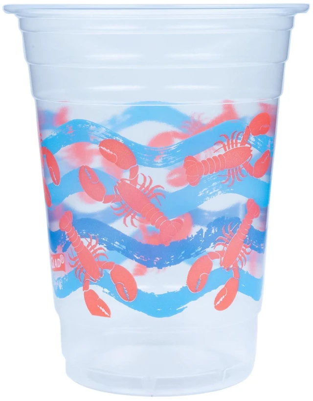 Alt view image 4 of 5 - Everyday Clear Plastic Cups, Lobster Waves, 16 Oz, 20 Count | Sturdy disposable cups, holds ice and cold drinks without leaking, ideal for beach parties and summer gatherings