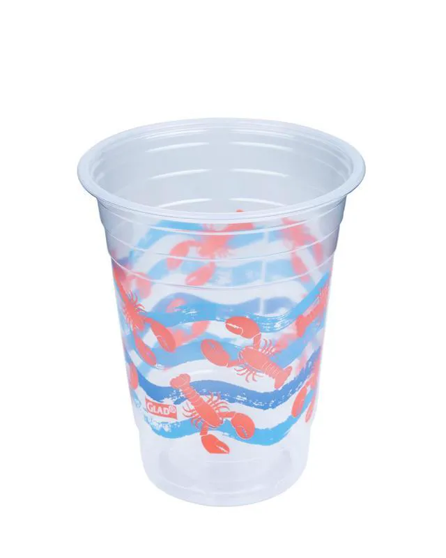 Alt view image 5 of 5 - Everyday Clear Plastic Cups, Lobster Waves, 16 Oz, 20 Count | Sturdy disposable cups, holds ice and cold drinks without leaking, ideal for beach parties and summer gatherings
